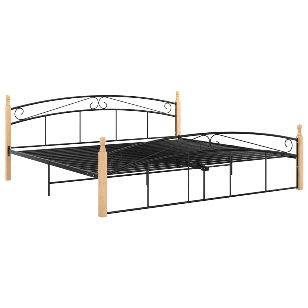 Estructura de cama Elegance de madera maciza roble 200x200 cm lateral