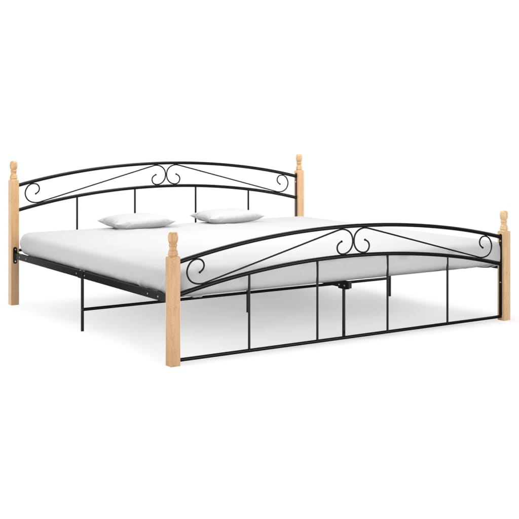Estructura de cama Elegance de madera maciza roble 200x200 cm fondo blanco