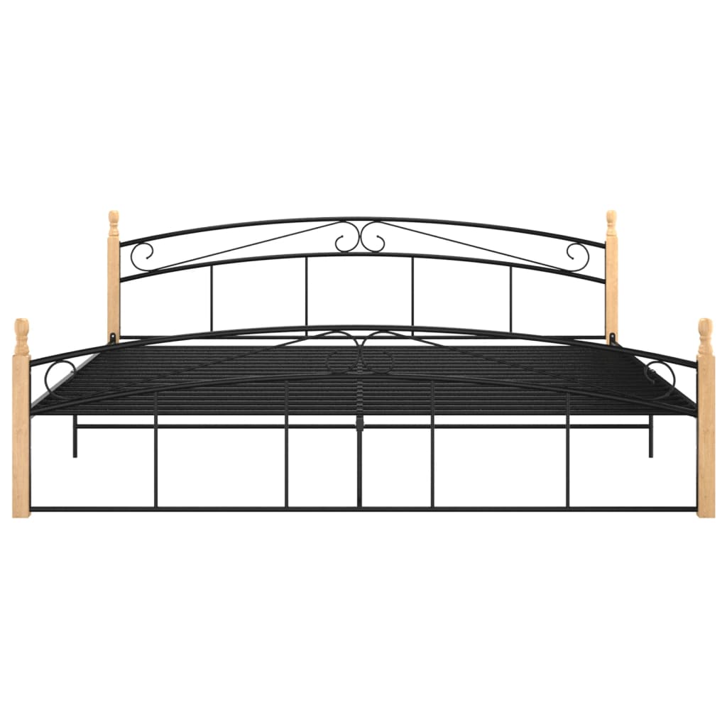 Estructura de cama Elegance de madera maciza roble 200x200 cm frontal