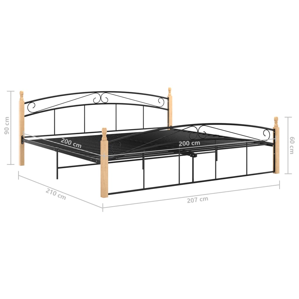 Estructura de cama Elegance de madera maciza roble 200x200 cm medidas