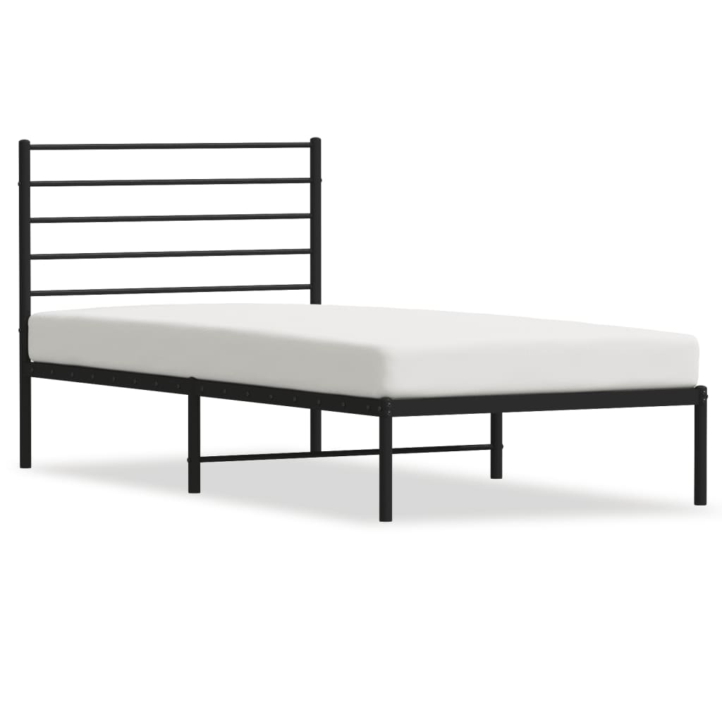 Estructura de cama Industrial con cabecero negro acero 75x190 cm