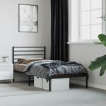 Estructura de cama Industrial con cabecero negro acero 75x190 cm