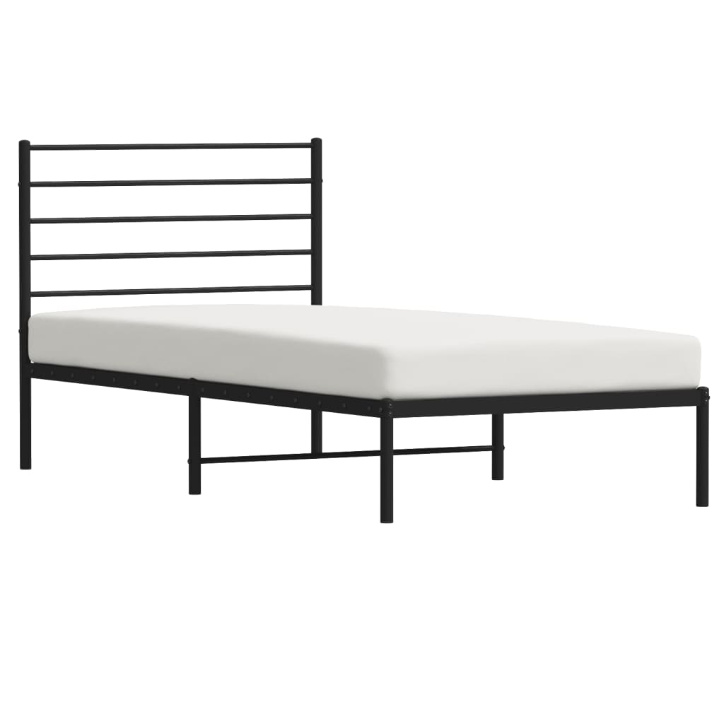 Estructura de cama Industrial con cabecero negro acero 75x190 cm