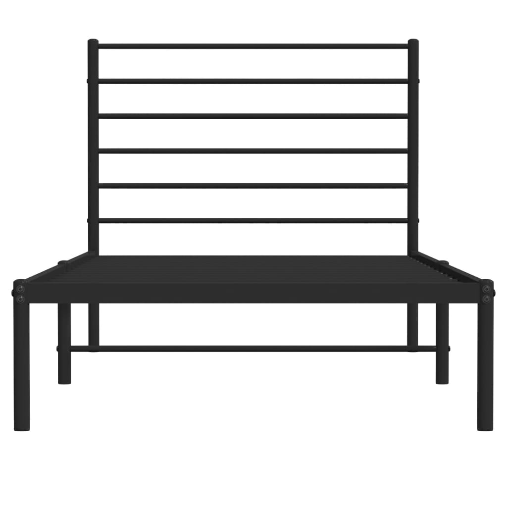Estructura de cama Industrial con cabecero negro acero 75x190 cm
