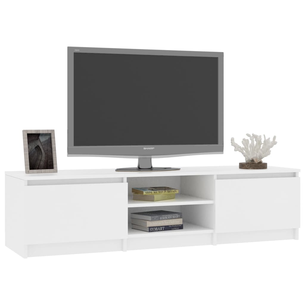 Mueble de TV Phoebe 2 cajones + 2 compartimentos blanco 35,5x140x40 cm