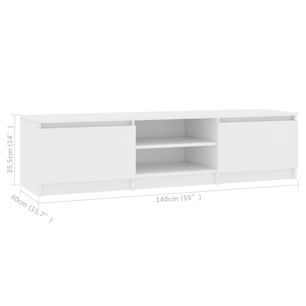 Mueble de TV Phoebe 2 cajones + 2 compartimentos blanco 35,5x140x40 cm