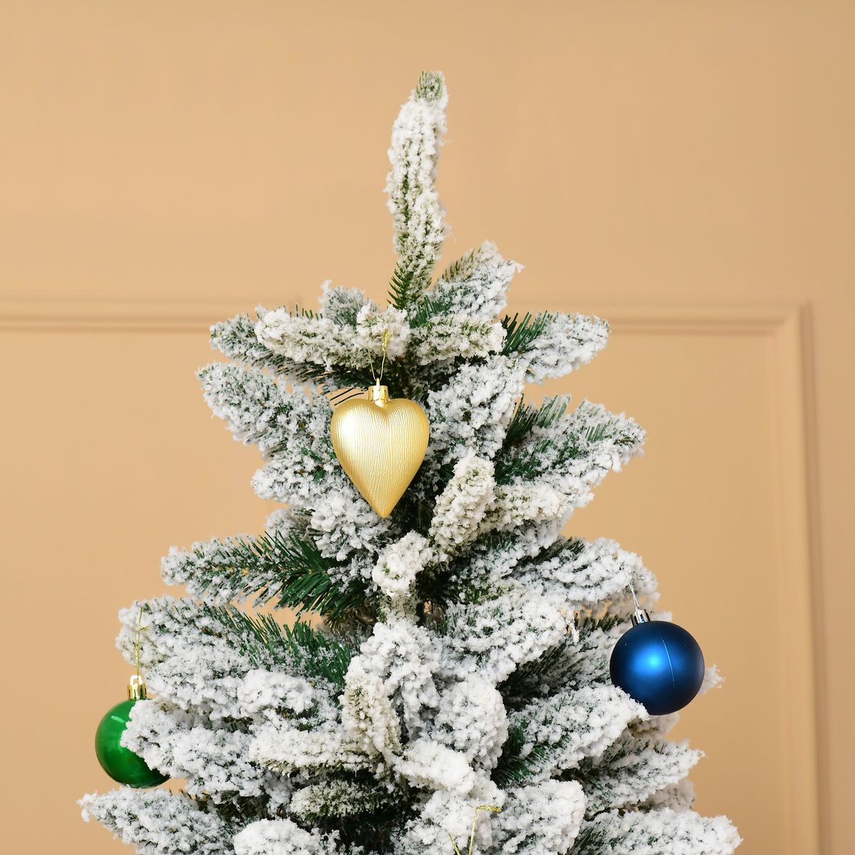 Árbol de Navidad Homcom 784 ramas efecto nevado verde/blanco Ø95x210 cm copa