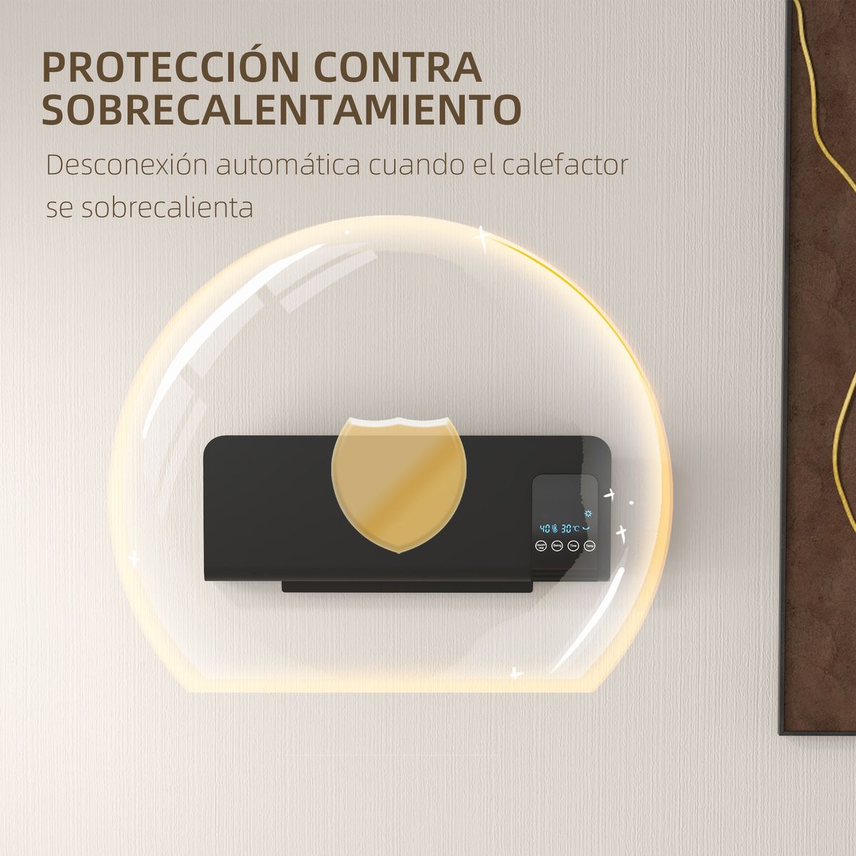 Calefactor eléctrico Homcom 2000W pantalla LED con mando a distancia negro