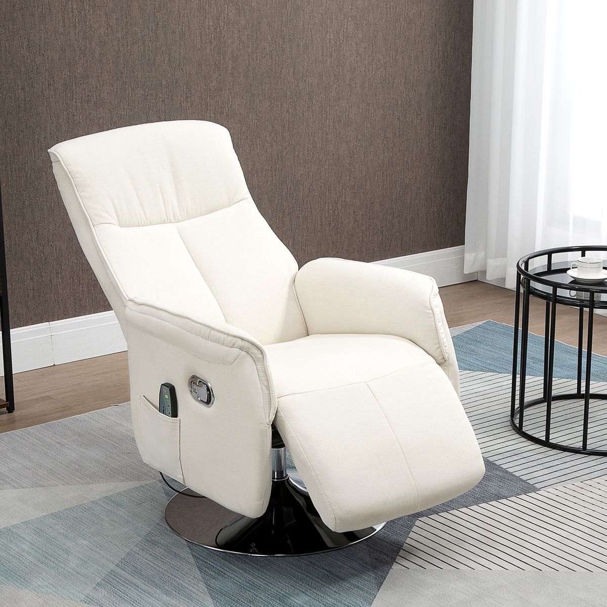 Sillón de masaje Urano Homcom 10 puntos de masaje + reposapiés crema 110x84x68,5 cm