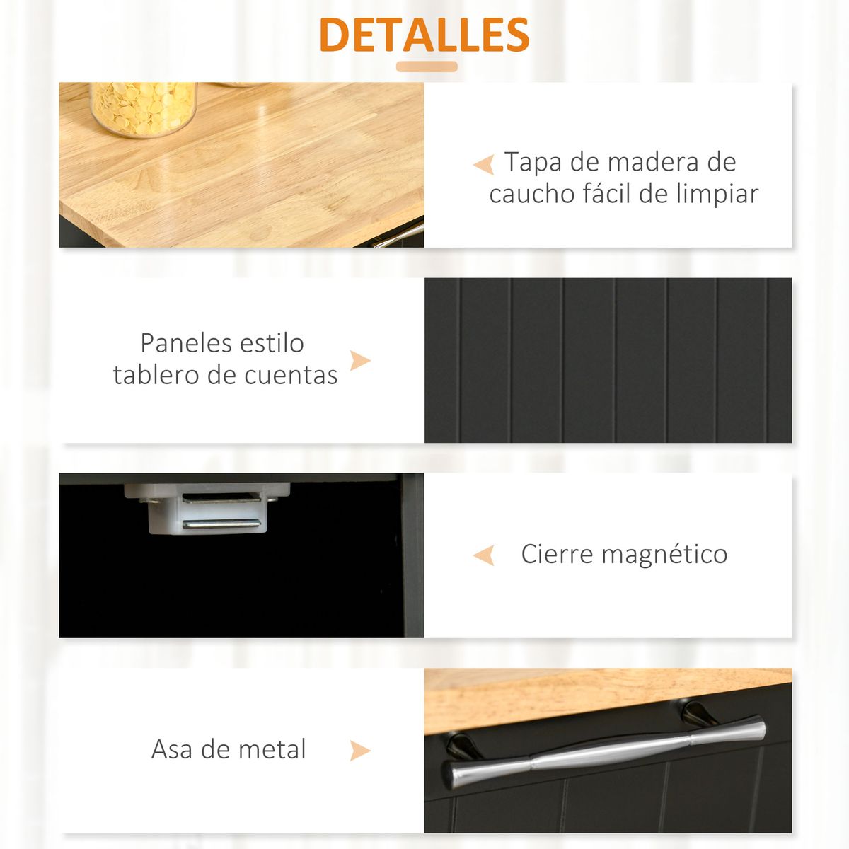 Carrito auxiliar Sil Homcom con 2 cajones y 2 baldas ajustables negro 91x46x104 cm