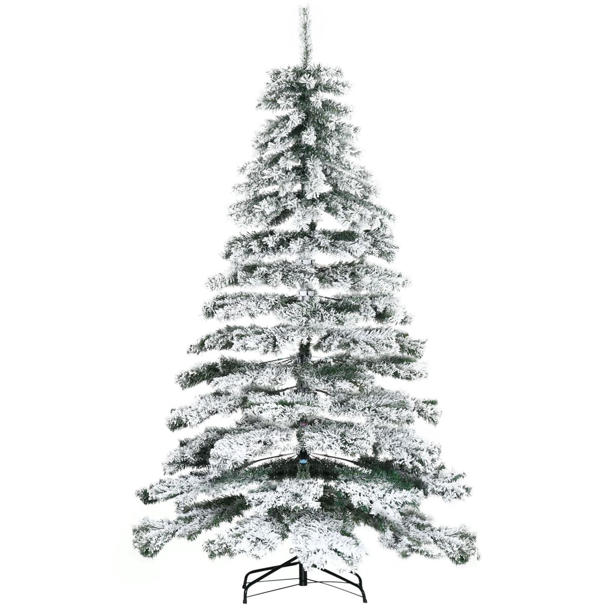 Árbol de Navidad Homcom 1083 ramas efecto nevado verde/blanco Ø140x225 cm fondo blanco