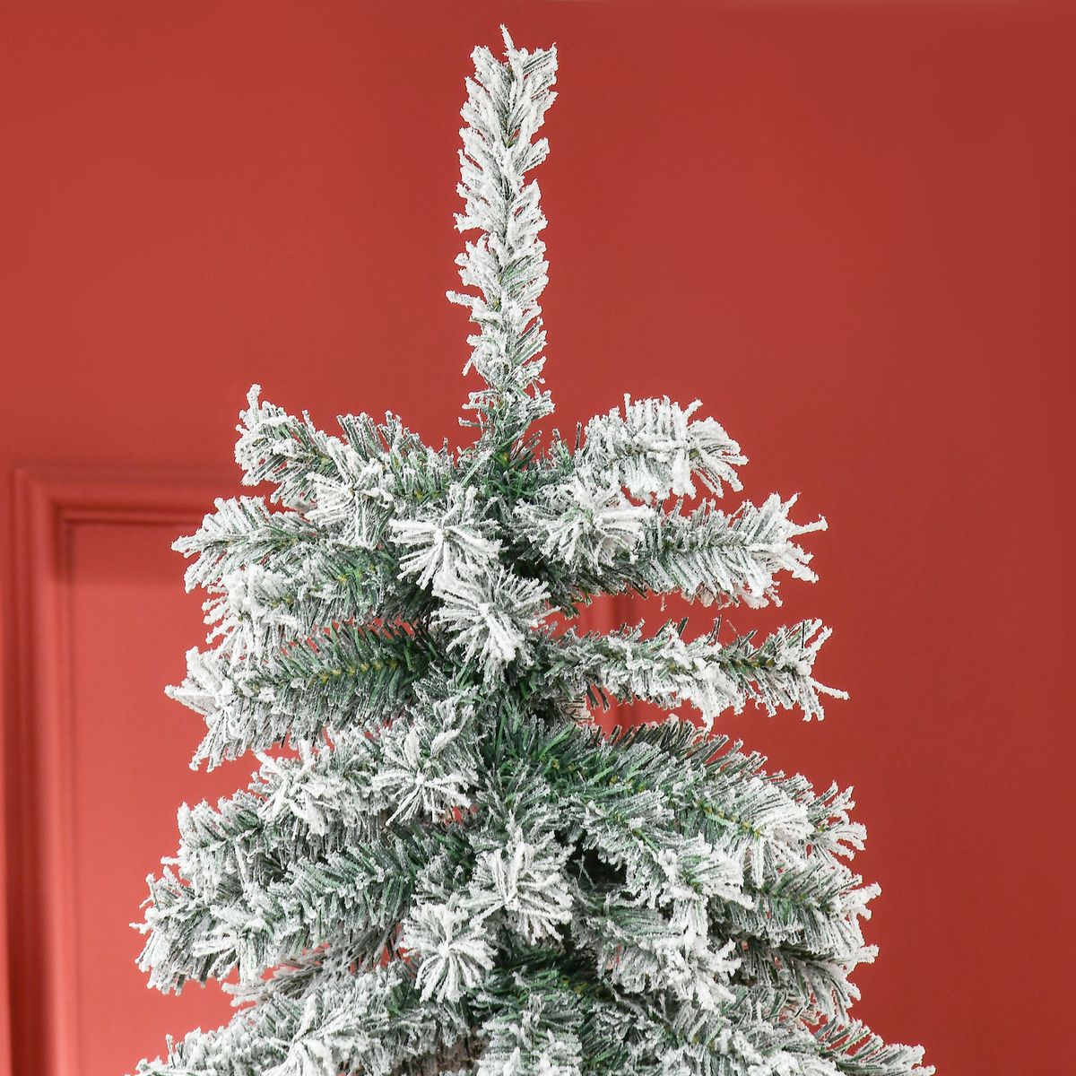 Árbol de Navidad Homcom 1083 ramas efecto nevado verde/blanco Ø140x225 cm