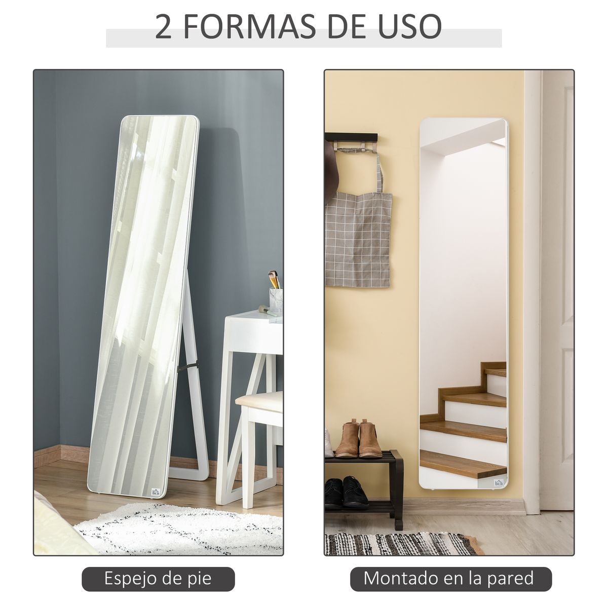 Espejo de cuerpo Timex Homcom con marco de madera blanco 156x37x43 cm