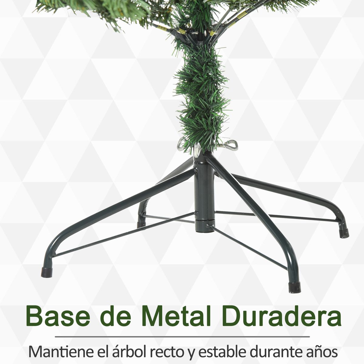Árbol de Navidad Homcom 440 ramas base plegable verde Ø75x150 cm base