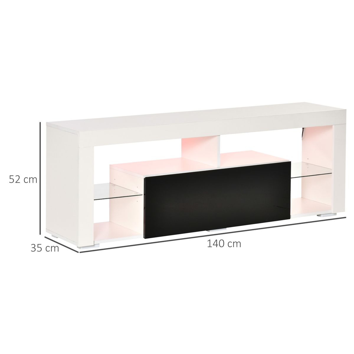 Mesita de noche Cotton Homcom 2 cajones blanco/dorado 47x40 cm medidas