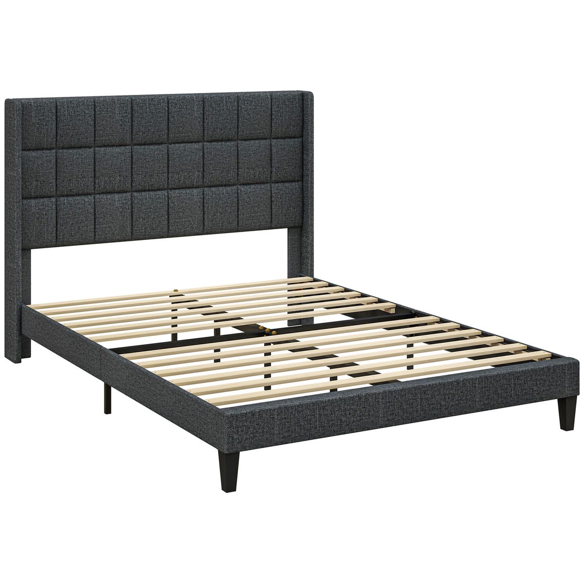 Estructura de cama Filo Homcom con cabecero gris 135x190 cm fondo blanco