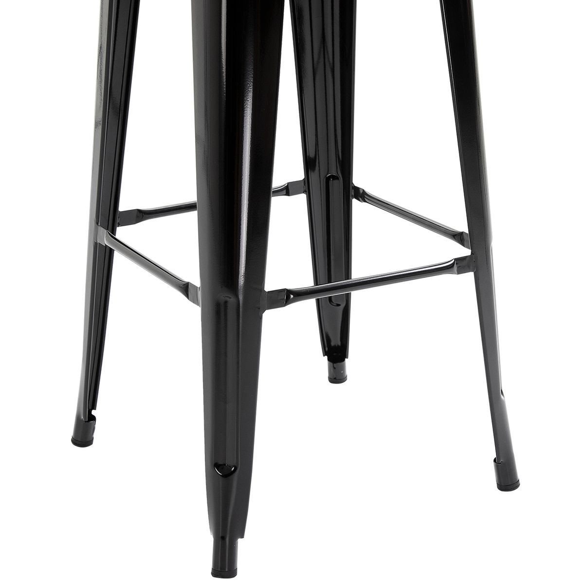 Pack de 4 taburetes Homcom Virgo con respaldo pintura anticorrosiva apilables negro 116x49x44 cm