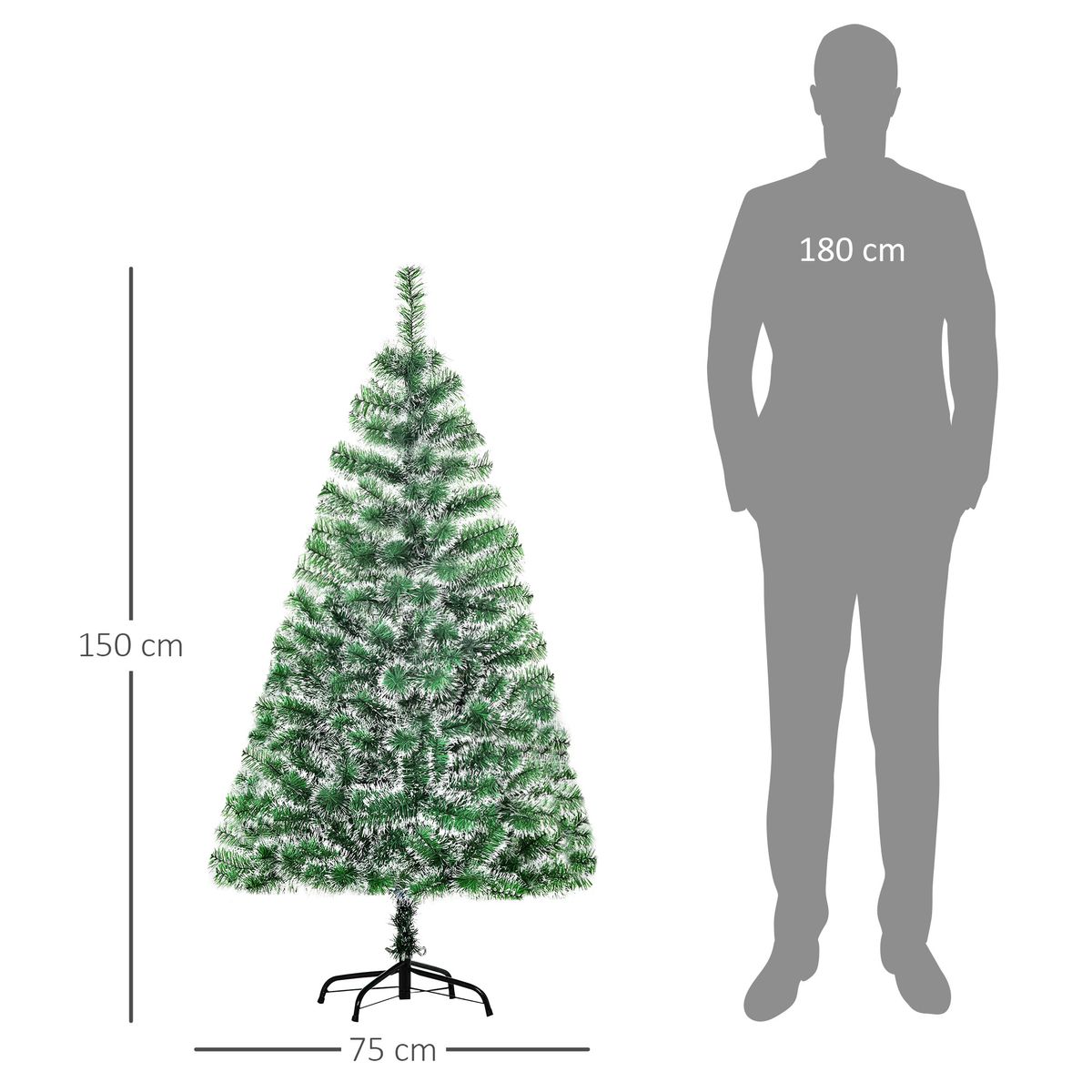 Árbol de Navidad Homcom 416 ramas verde Ø75x150 cm