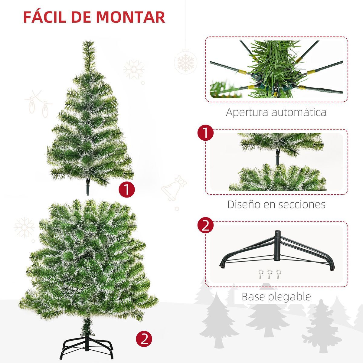 Árbol de Navidad Homcom 416 ramas verde Ø75x150 cm