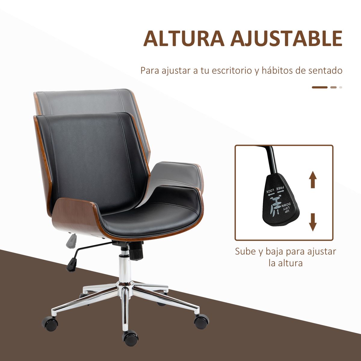 Silla de escritorio Romero Vinsetto altura regulable 82-92x65,5x51 cm negro