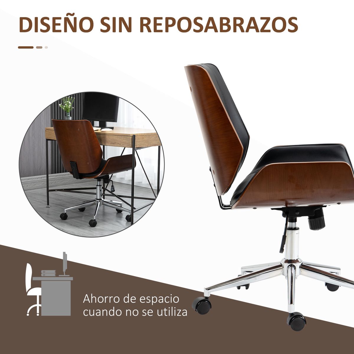 Silla de escritorio Romero Vinsetto altura regulable 82-92x65,5x51 cm negro