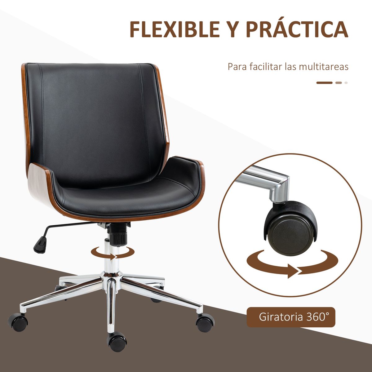 Silla de escritorio Romero Vinsetto altura regulable 82-92x65,5x51 cm negro