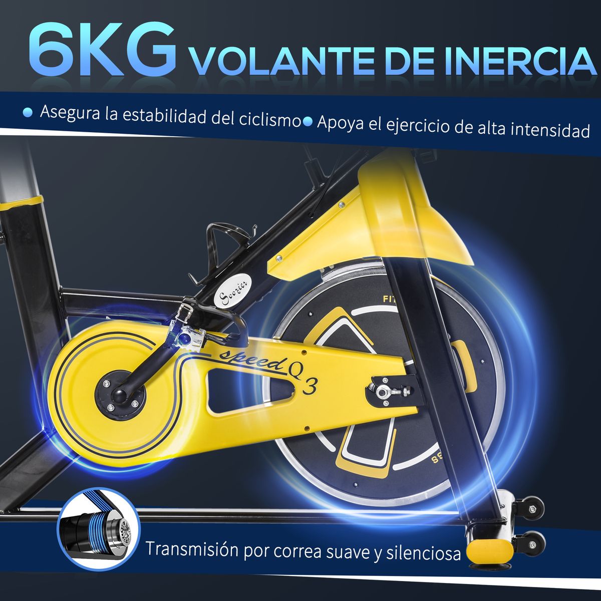 Bicicleta estática Homcom resistencia regulable 150kg amarillo/negro