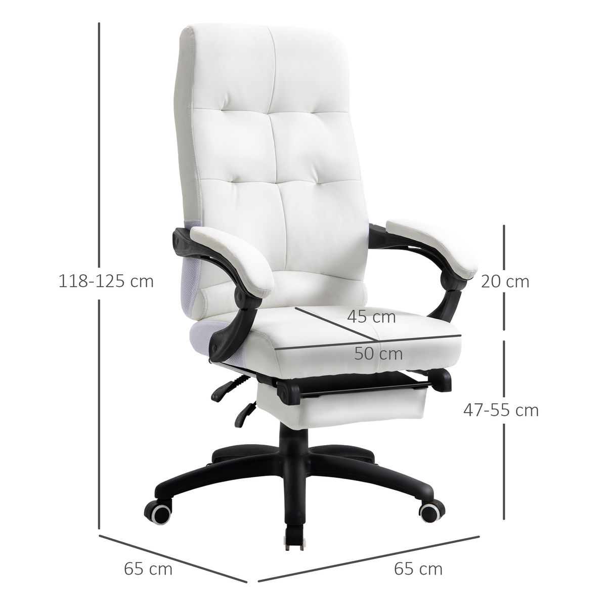 Silla de oficina Hortensia Vinsetto reclinable + reposapiés retráctil 118-125x65x65 cm