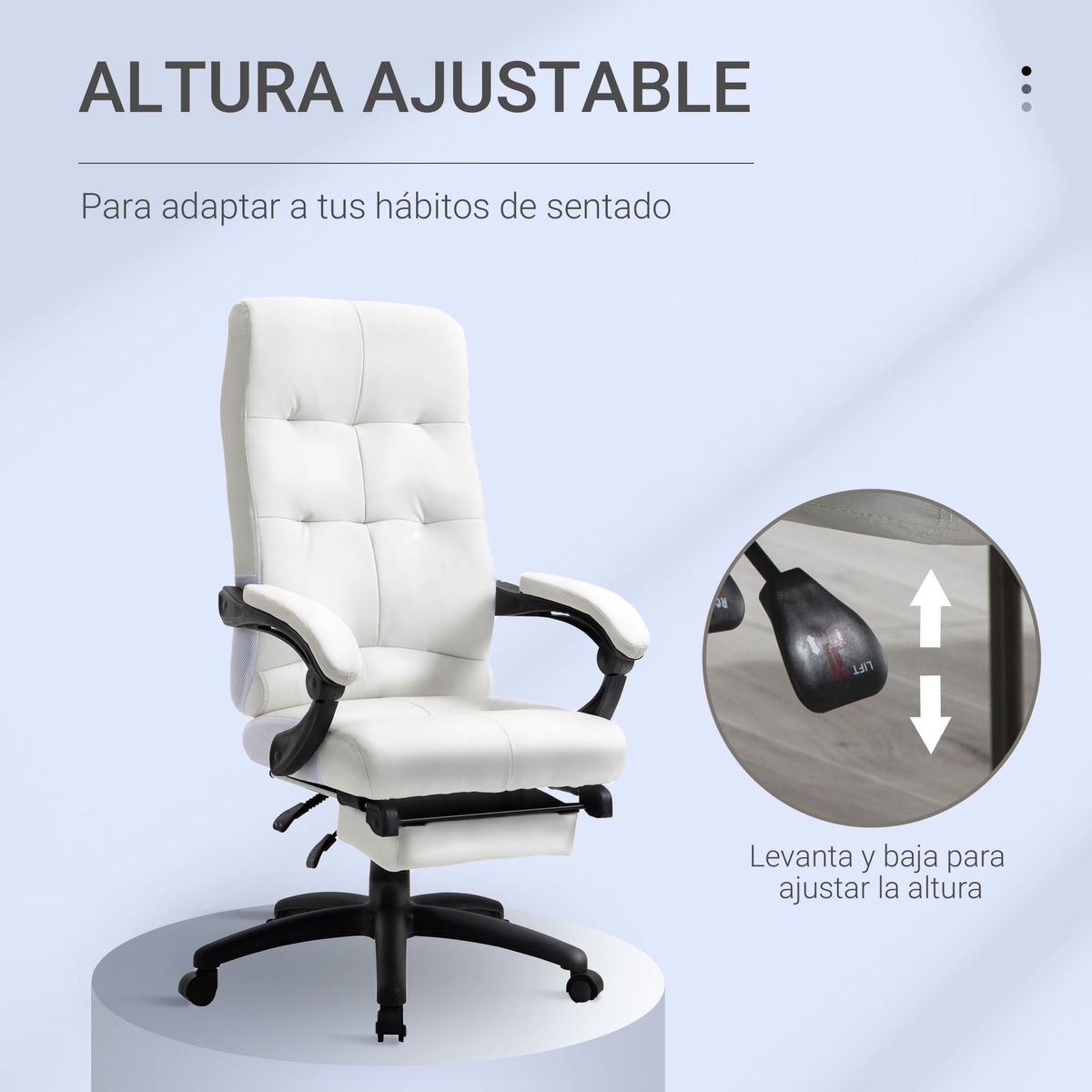 Silla de oficina Hortensia Vinsetto reclinable + reposapiés retráctil 118-125x65x65 cm