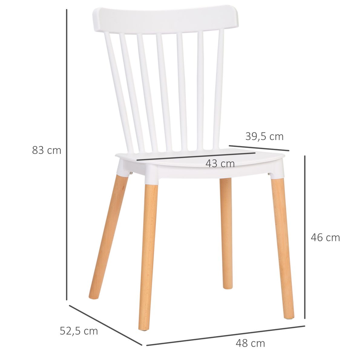 Conjunto de 4 sillas de comedor Sagitario hasta 120 kg estilo nórdico blanco