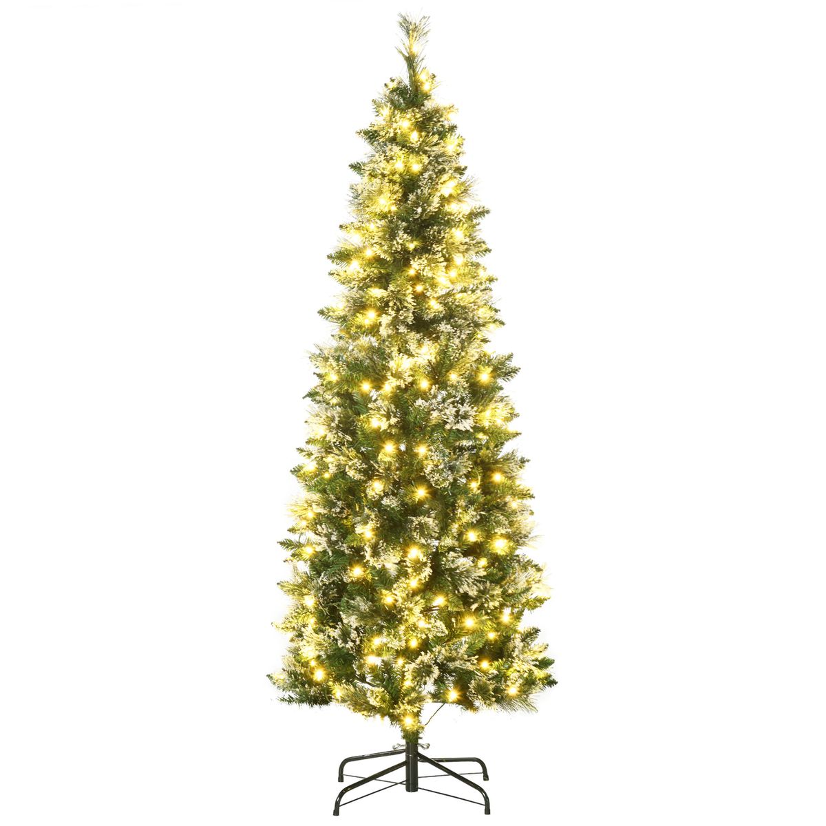 Árbol de Navidad Homcom 618 ramas con 240 luces LEDs verde Ø68x180 cm fondo blanco