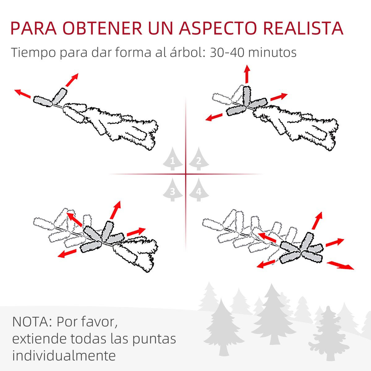 Árbol de Navidad Homcom 618 ramas con 240 luces LEDs verde Ø68x180 cm