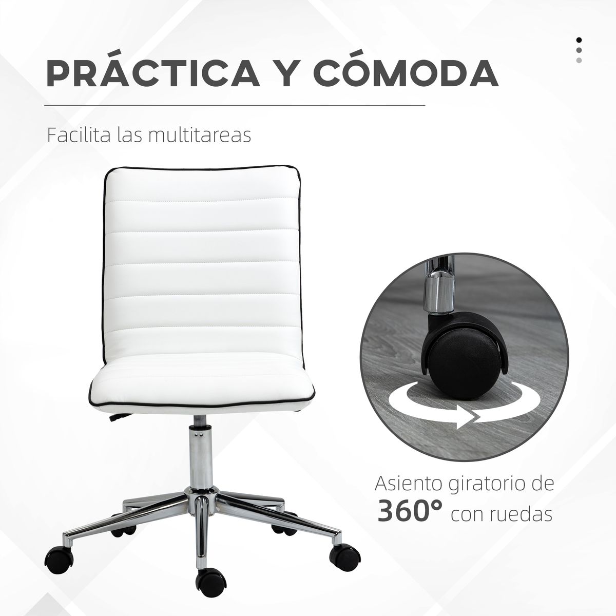 Silla de escritorio Violeta Vinsetto altura ajustable ergonómica blanco 76,5-86,5x57x47 cm