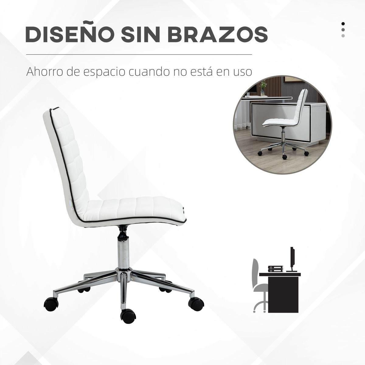 Silla de escritorio Violeta Vinsetto altura ajustable ergonómica blanco 76,5-86,5x57x47 cm