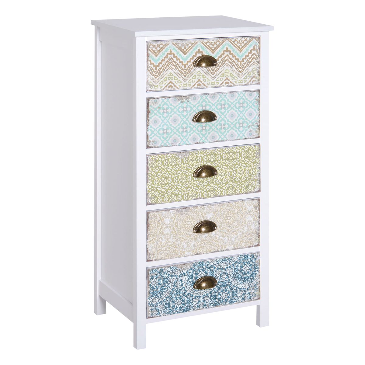 Cajonera Etnika Homcom 5 cajones multicolor 97,5x46x34 cm