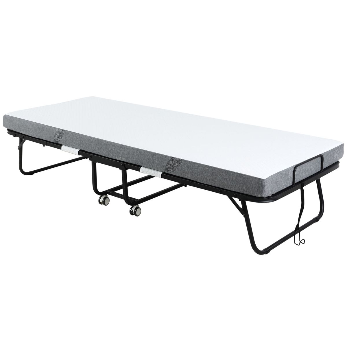Cama plegable Rilo Homcom portátil con colchón blanco 42,5x200x80 cm fondo blanco