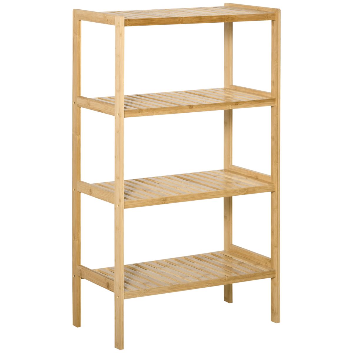 Estantería Rhima Homcom 4 niveles bambú natural 112x62x33 cm fondo blanco