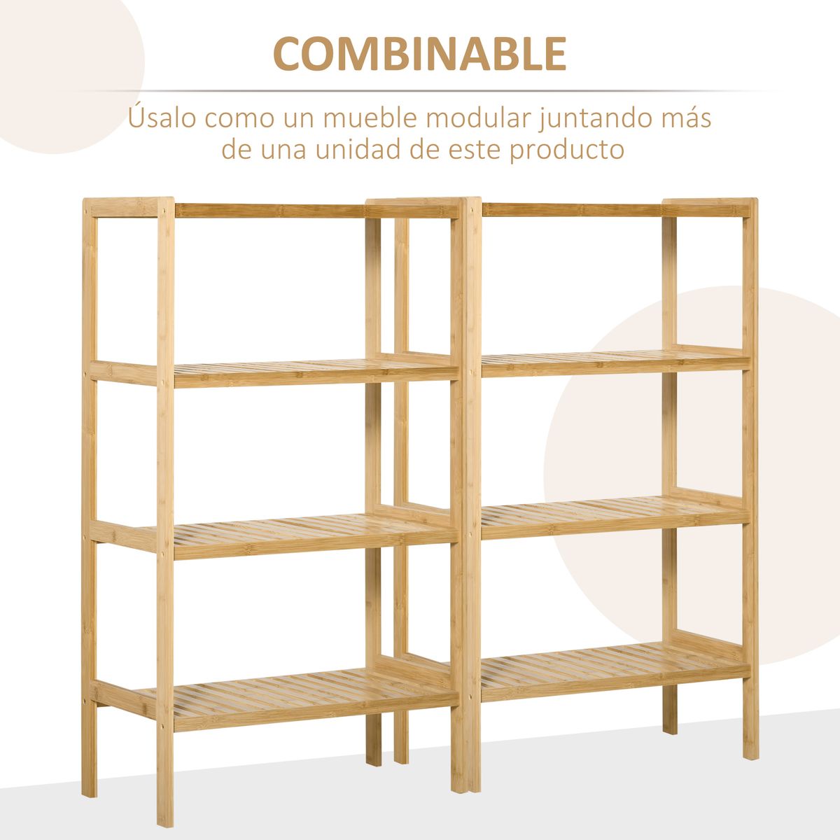 Estantería Rhima Homcom 4 niveles bambú natural 112x62x33 cm