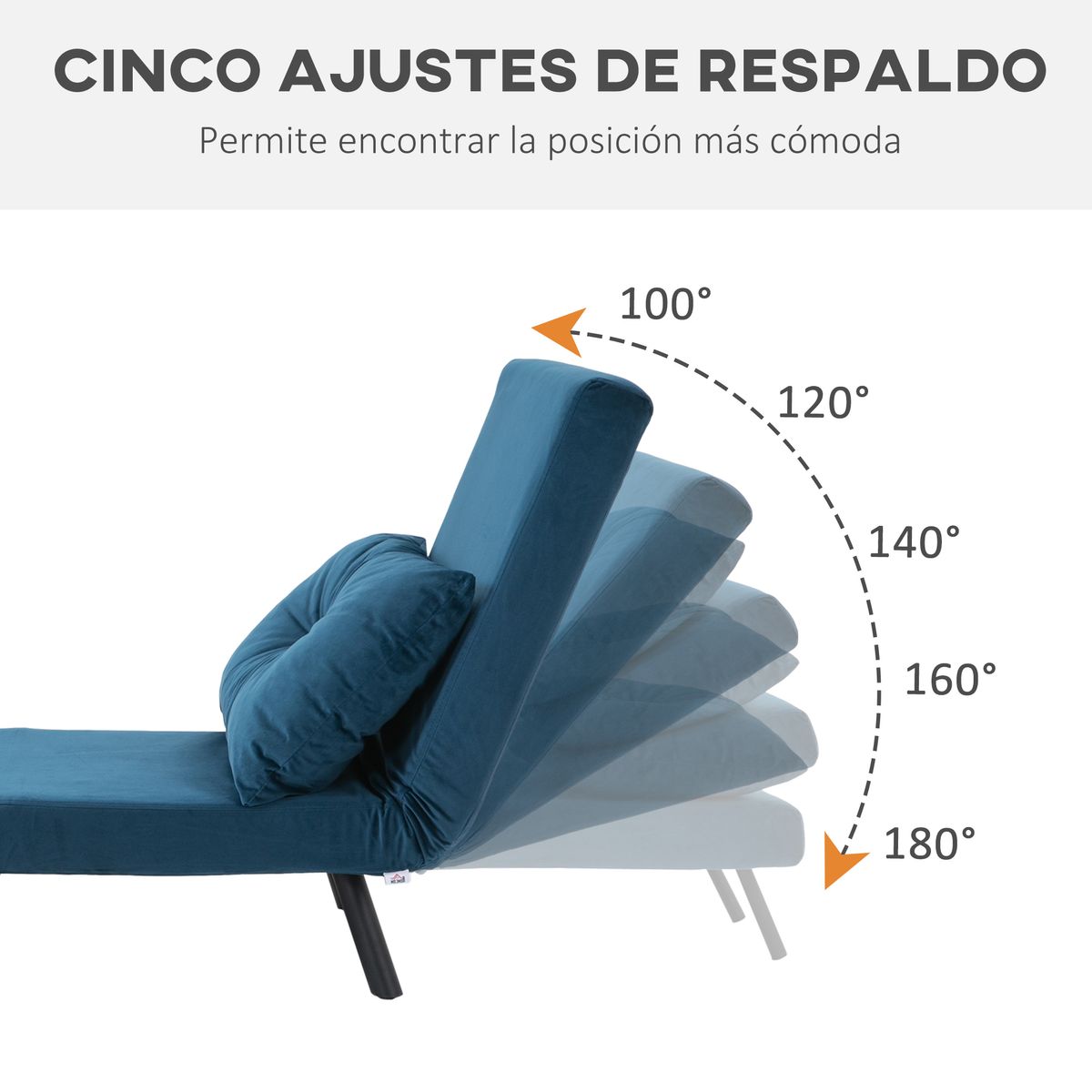 Sofá cama Júpiter Homcom individual diseño 4 en 1 azul 81x63x73 cm