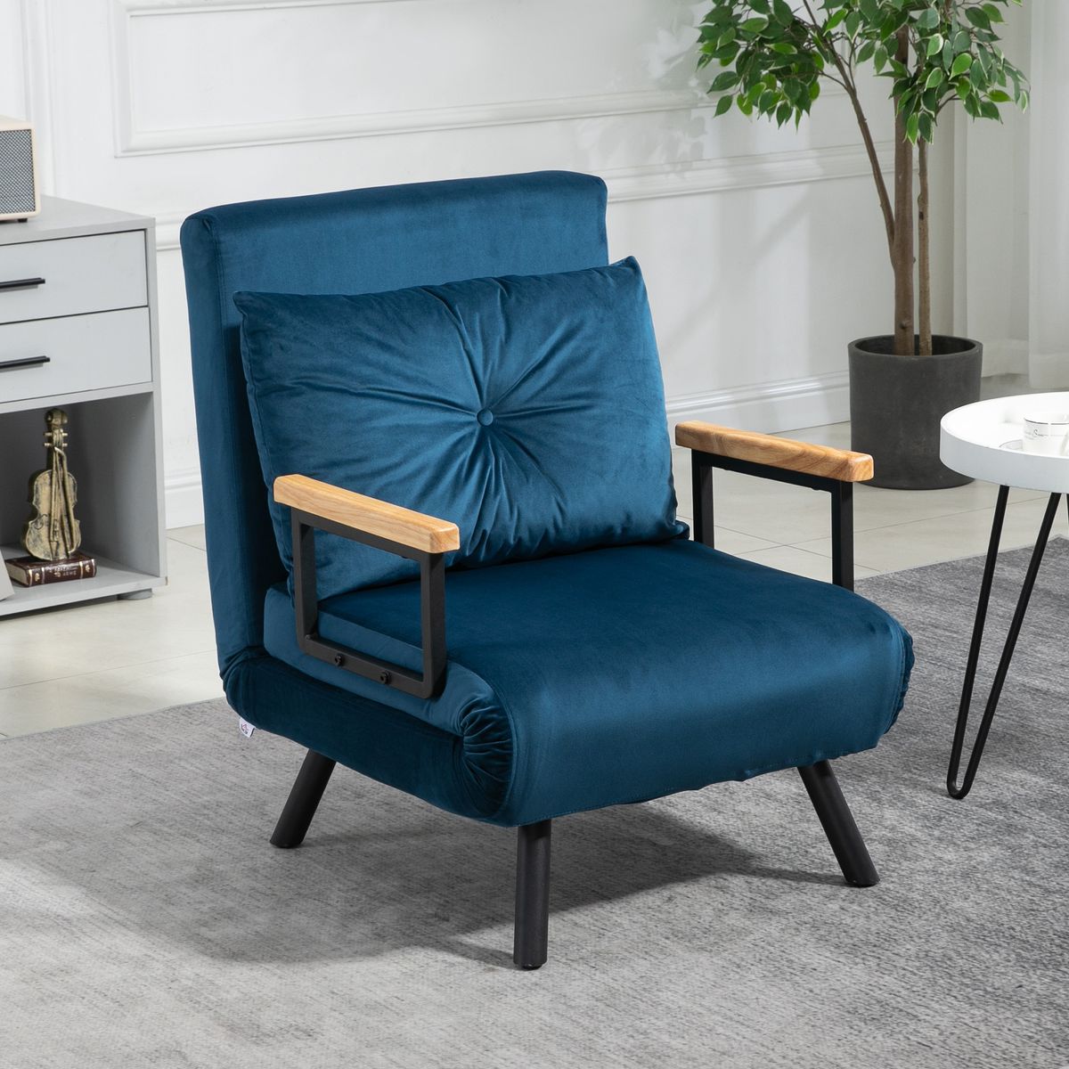 Sofá cama Júpiter Homcom individual diseño 4 en 1 azul 81x63x73 cm