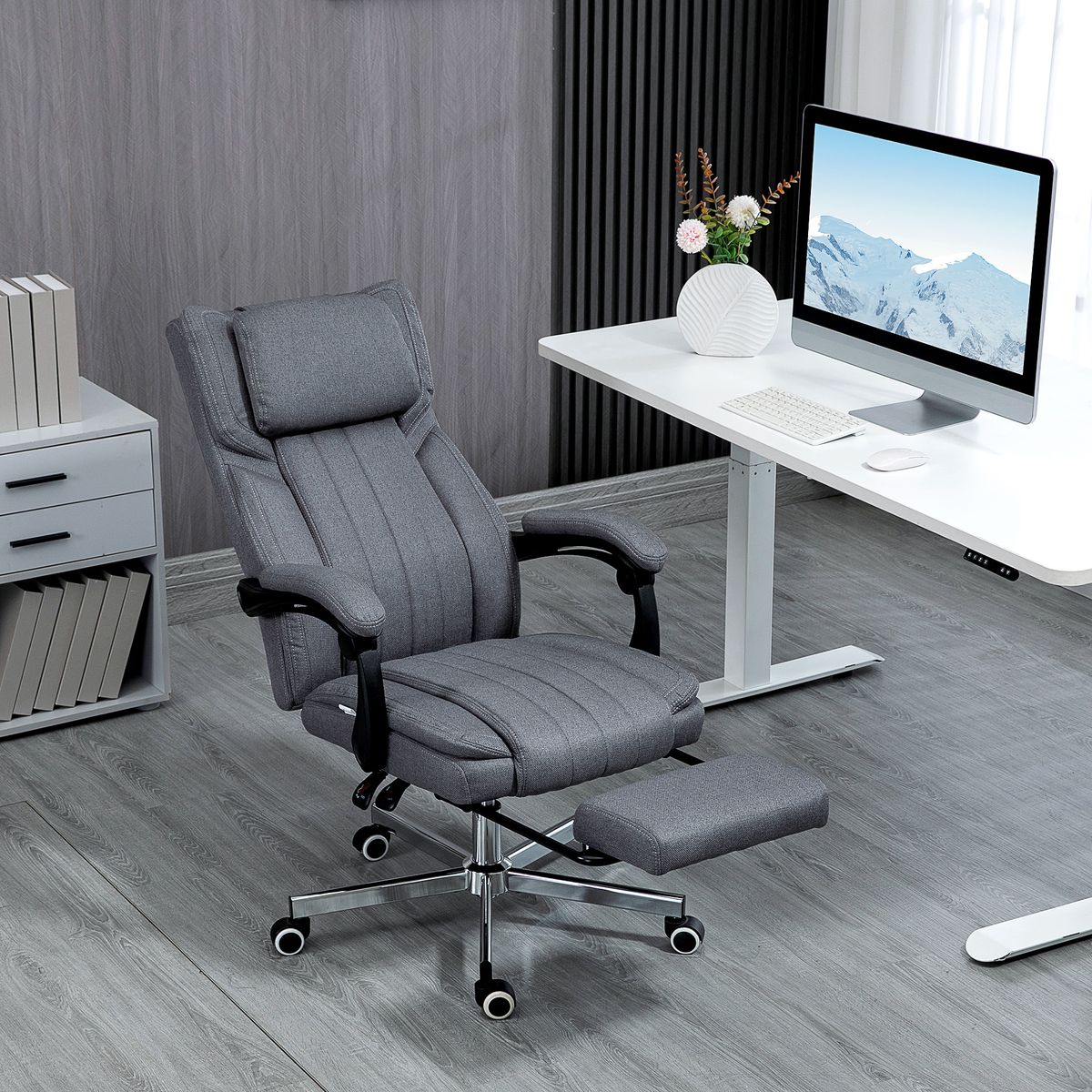 Silla de oficina Ficus Vinsetto 5 modos de masaje 3 áreas reclinable gris 105-113x61x65 cm