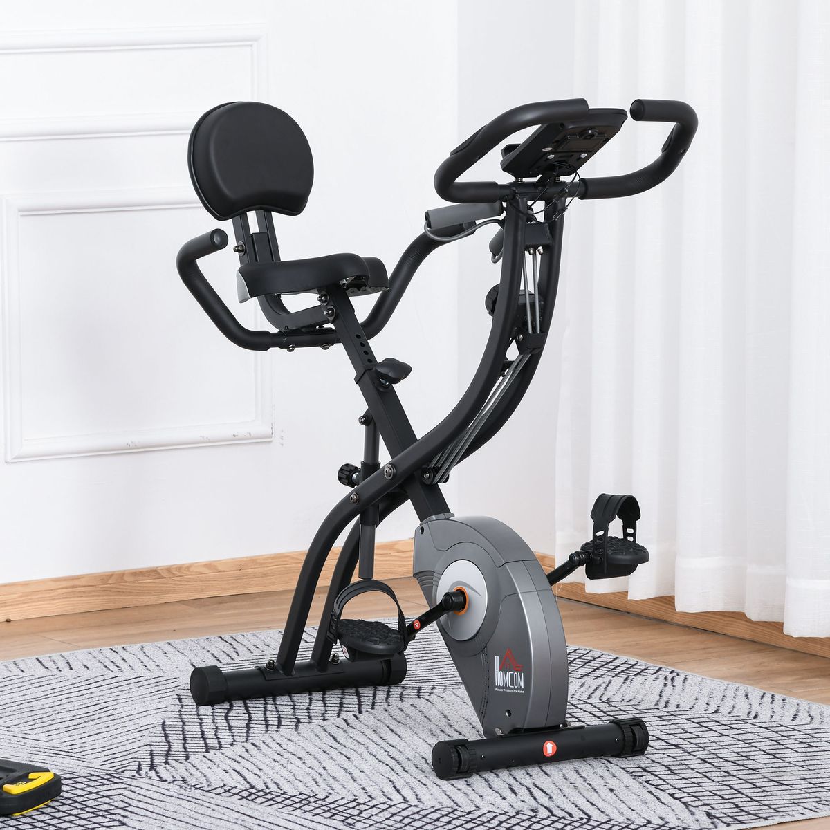 Bicicleta estática Homcom diseño plegable 8 resistencias negro/gris 107x107x53 cm animada