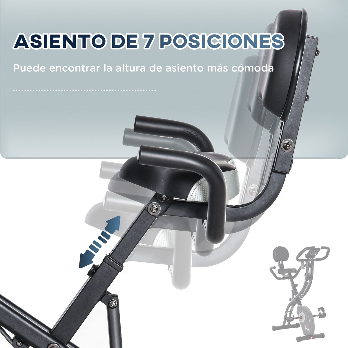Bicicleta estática Homcom diseño plegable 8 resistencias negro/gris 107x107x53 cm