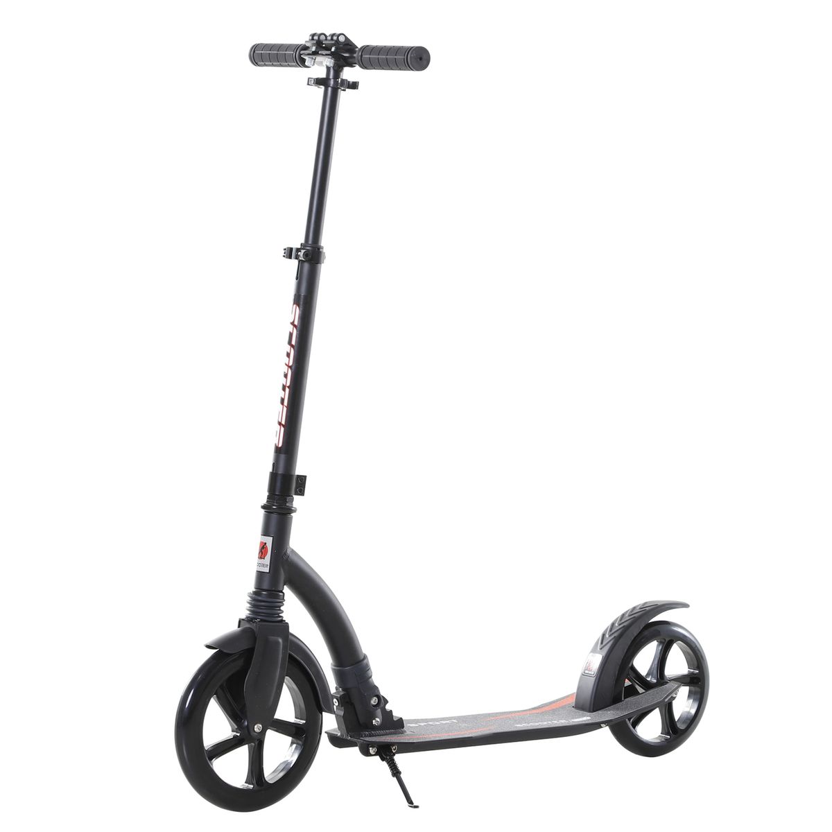 Patinete plegable Homcom altura ajustable +14A negro 82-97x92,5x37,5 cm fondo blanco
