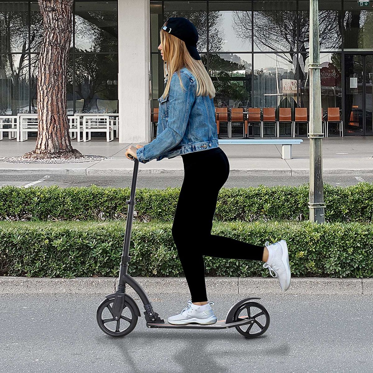 Patinete plegable Homcom altura ajustable +14A negro 82-97x92,5x37,5 cm animada