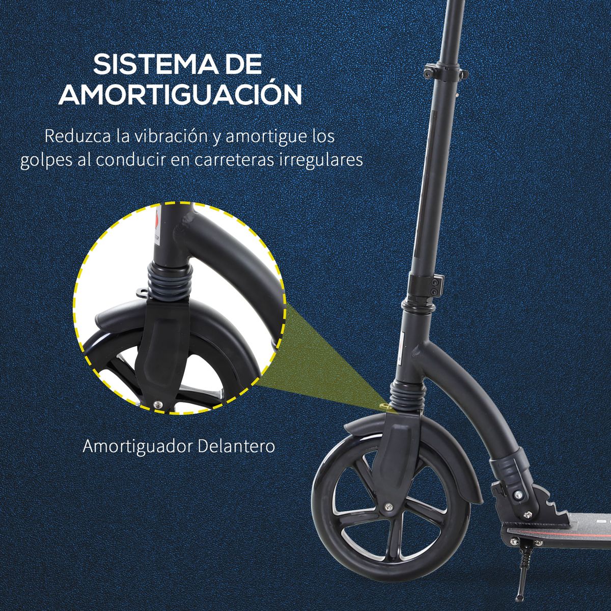 Patinete plegable Homcom altura ajustable +14A negro 82-97x92,5x37,5 cm