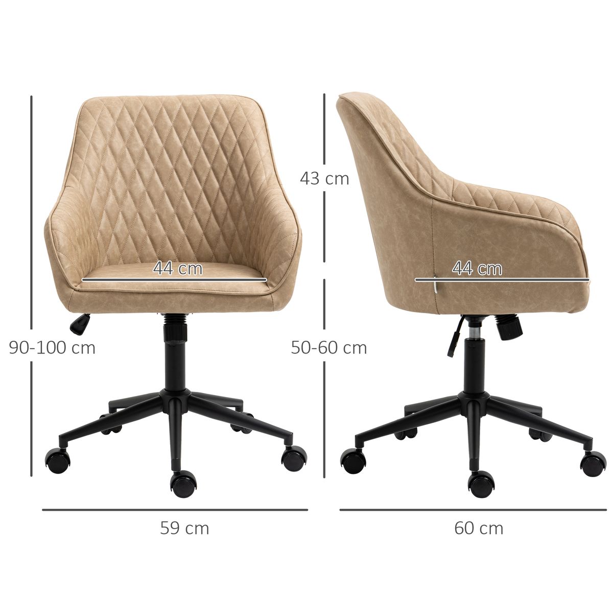 Silla de oficina Petunia Vinsetto ergonómica basculante ajustable marrón 50-60x59x60 cm