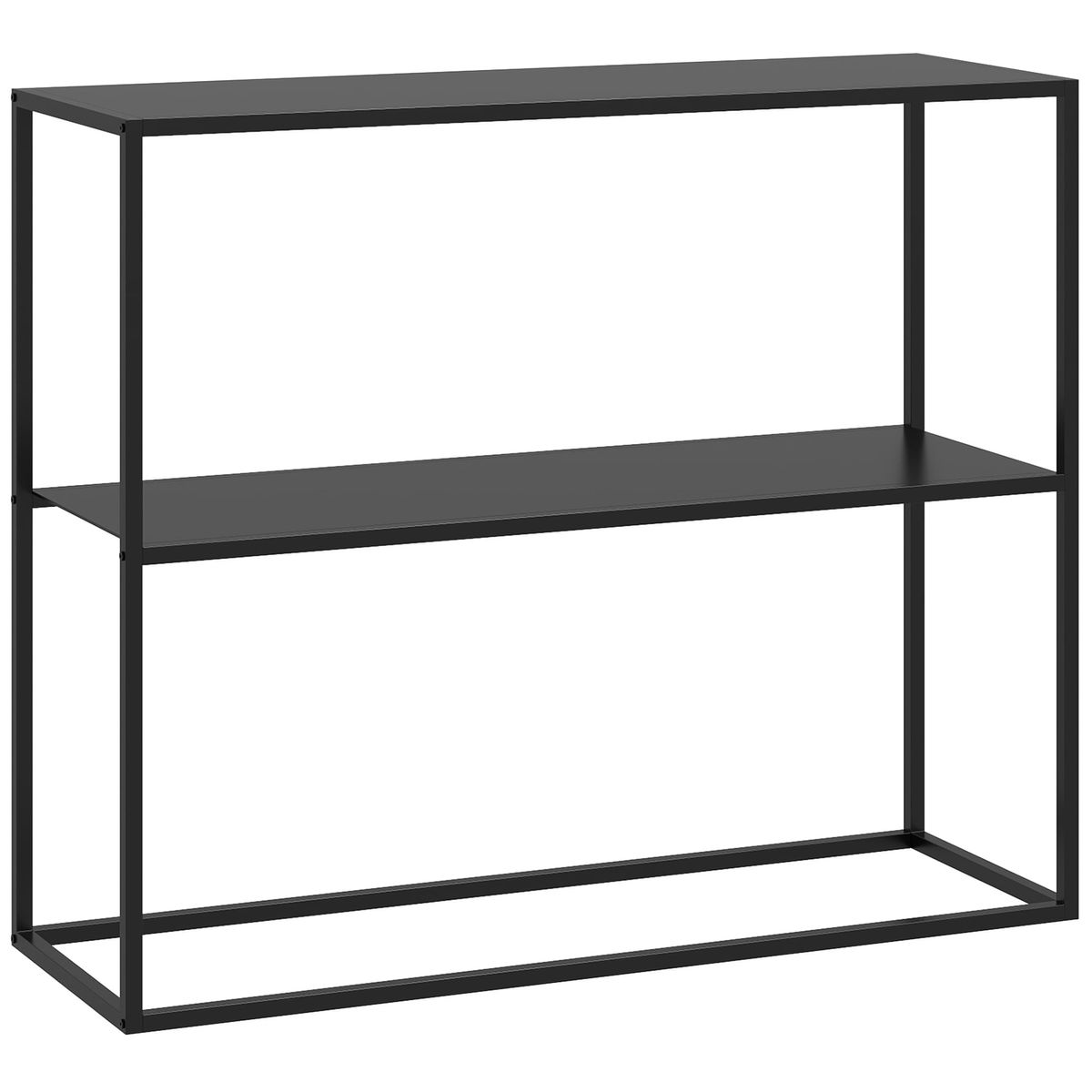 Mueble de recibidor Baco Homcom estilo industrial 2 estantes acero negro 75x90x30 cm