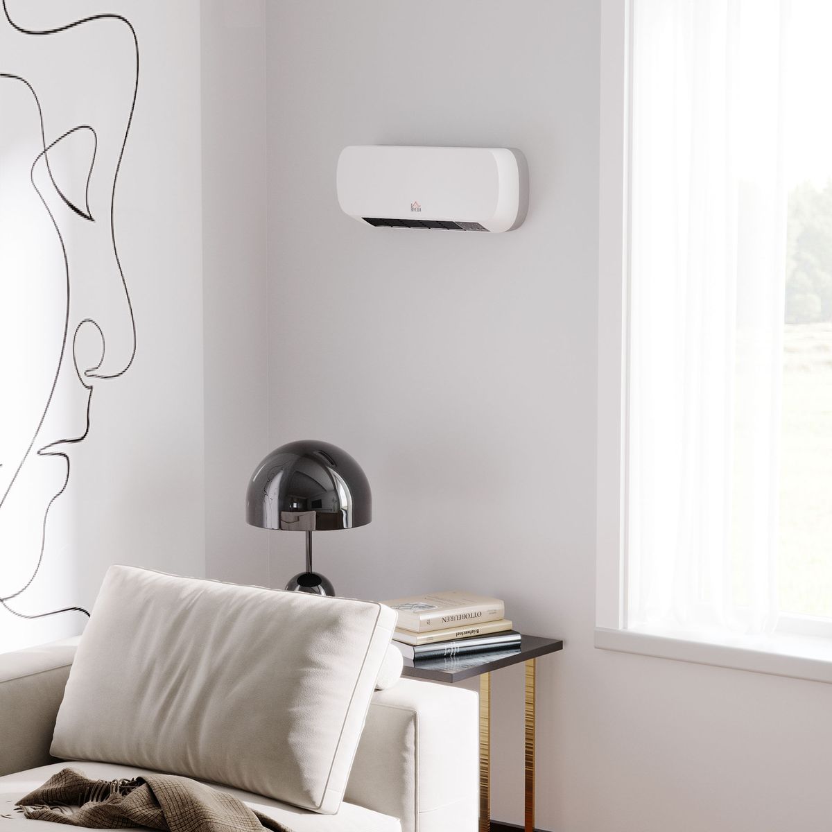 Calefactor de pared Homcom 2000W 3 modos 25 m² con mando a distancia blanco animada
