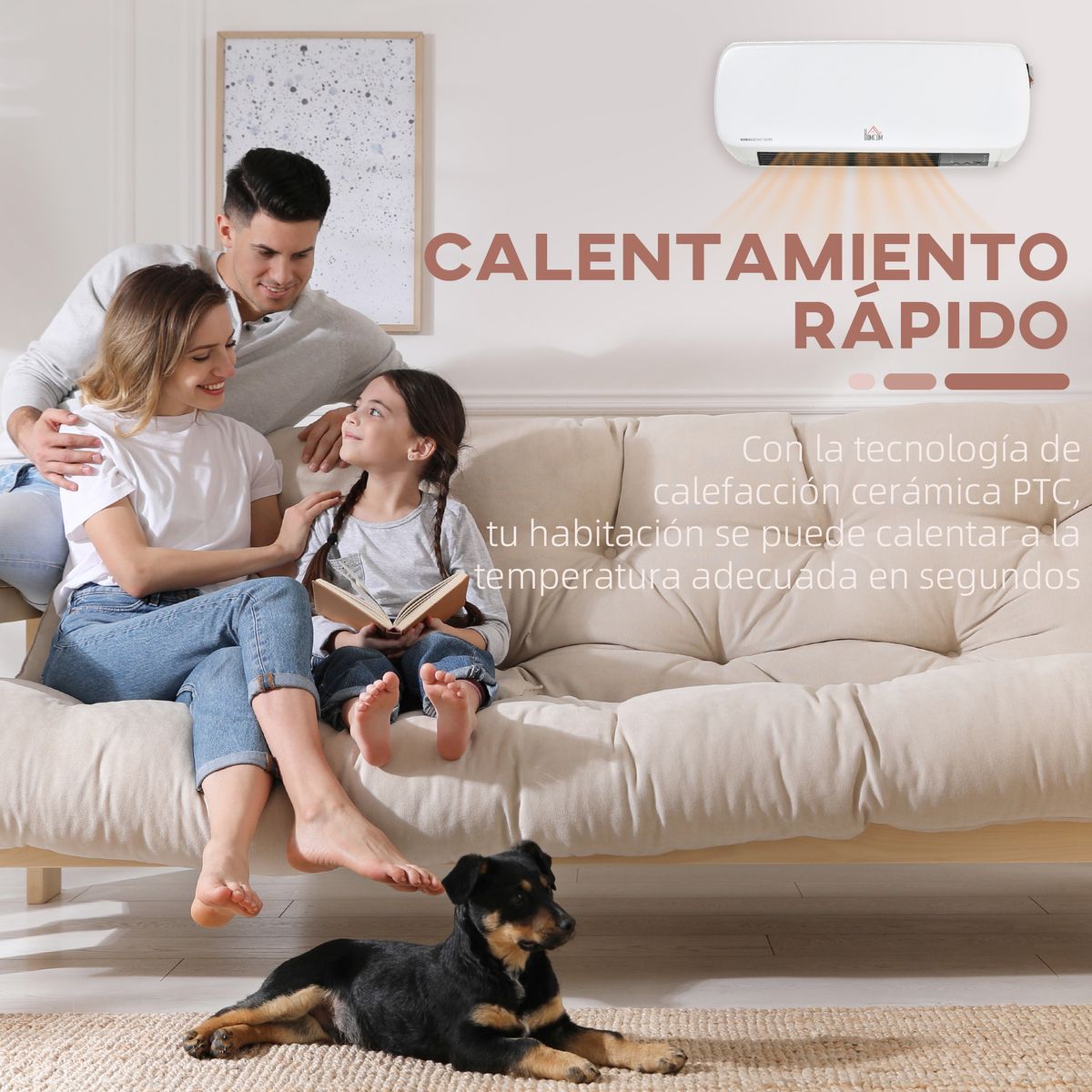 Calefactor de pared Homcom 2000W 3 modos 25 m² con mando a distancia blanco